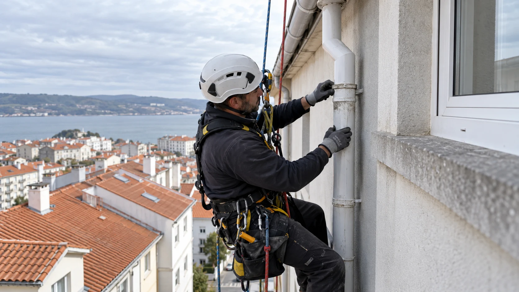 Reparación de bajante en altura